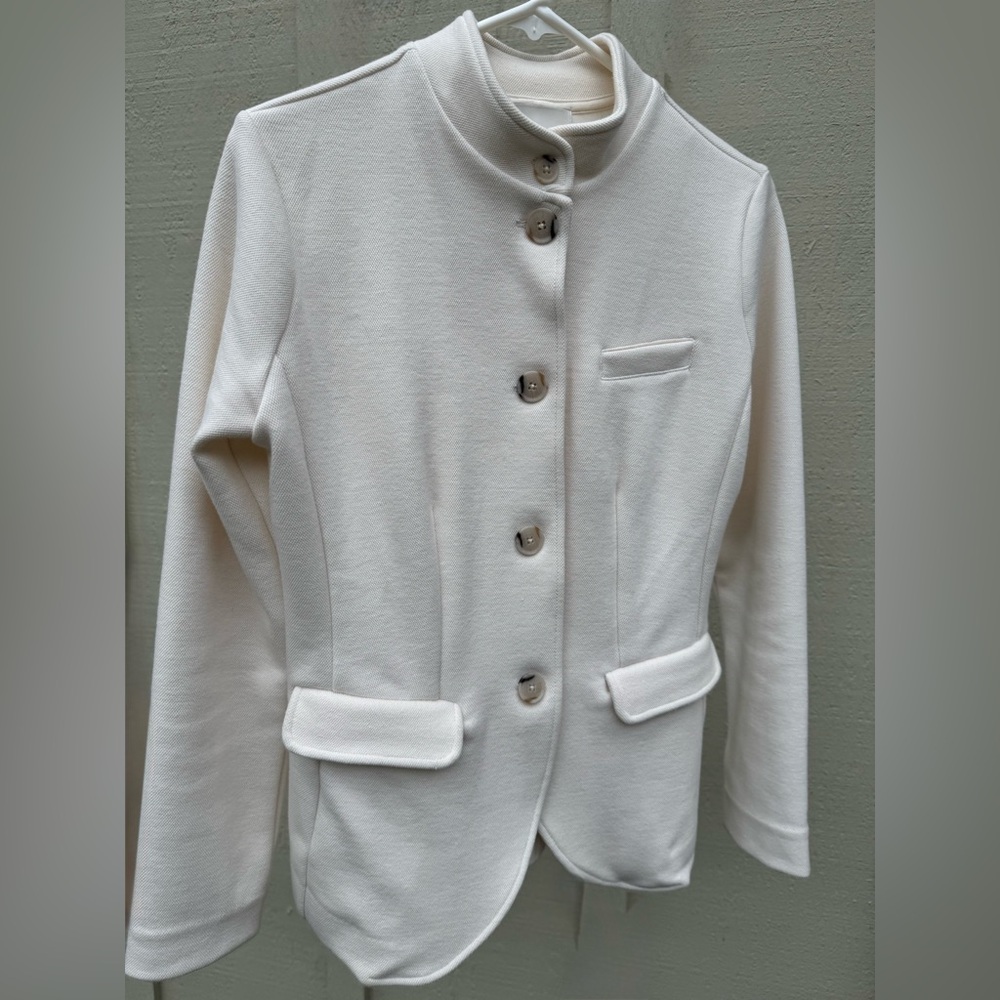 BANANA REPUBLIC KNIT PIQUE BLAZER BAND MILITARY SNOW DAY IVORY XS (or S) 885486 - Picture 7 of 14